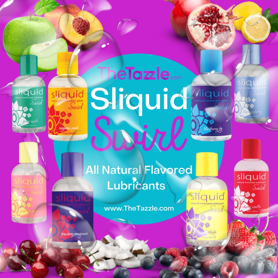 TheTazzle's tweet image. Which is your favorite flavor of @sliquid Swirl!?!  🍒🍍🥥🍏💦

Sliquid Swirl All Natural Water-Based Flavored Lube. 🍊🍋🍓🫐💦

- All Natural Ingredients
- PH Balanced (4.1-4.4 pH) 

Shop Swirl at TheTazzle 🛒 thetazzle.com/collections/sl…

#TheTazzle #Sliquid #Swirl #Flavored #Lube