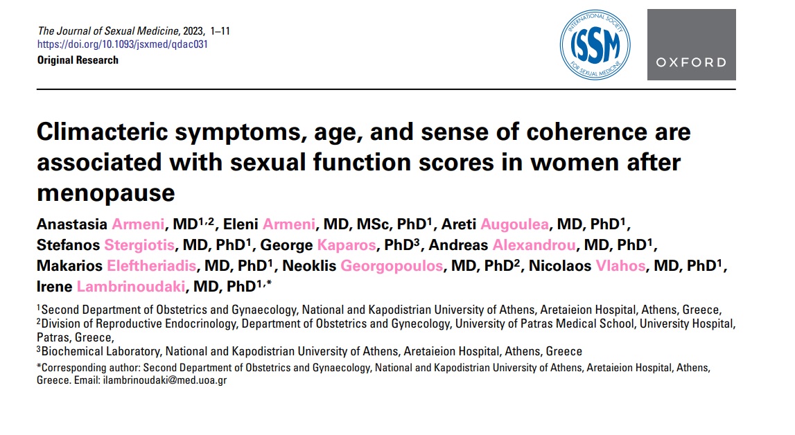 Elena_Armeni's tweet photo. Almost ready to go live! Our new article on factors related to sexual health in women after menopause. #Patras_meets_Athens #menopause_research #sexual_health https://t.co/XP3ombWfv0