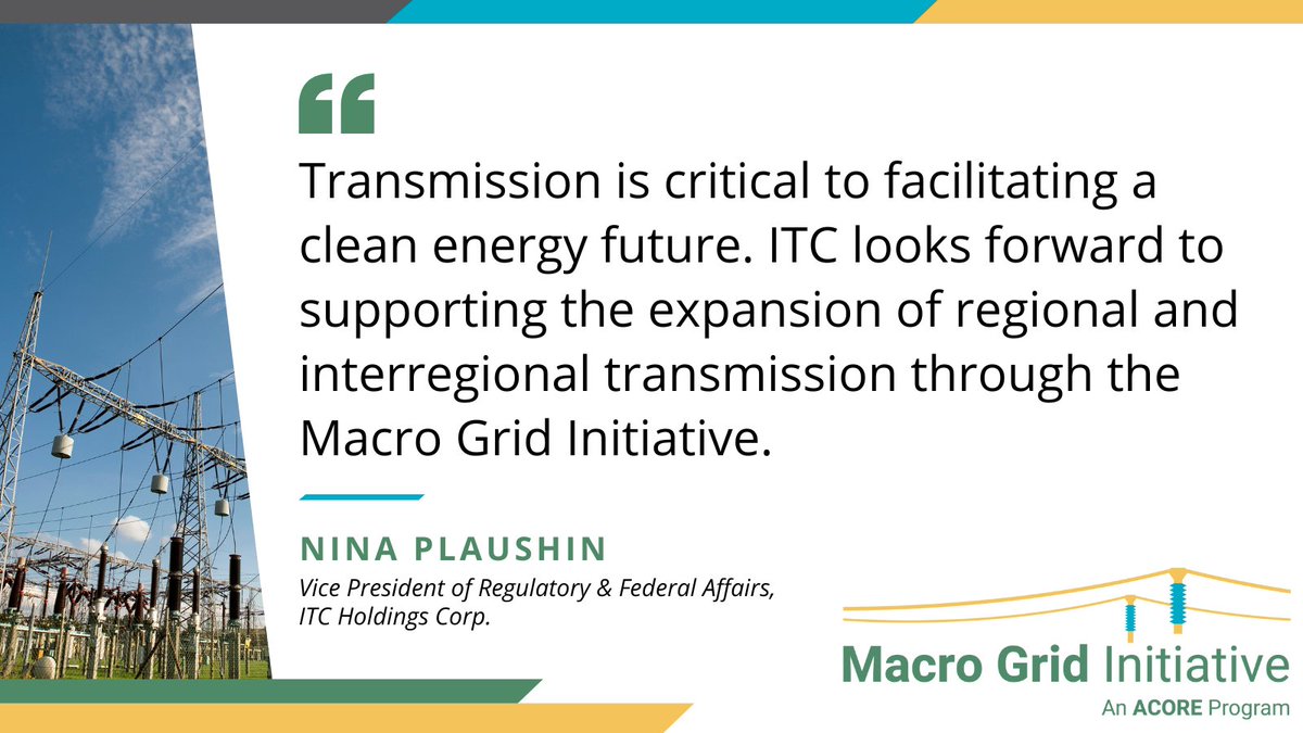 TheMacroGrid's tweet photo. ITC Holdings fully supports the mission of the Macro Grid Initiative. Along with our other supporters, they acknowledge that we need to build a national #MacroGrid to advance our economic and environmental goals. 🌎
https://t.co/uKXhvJ8krs https://t.co/gCfCjWXgCg