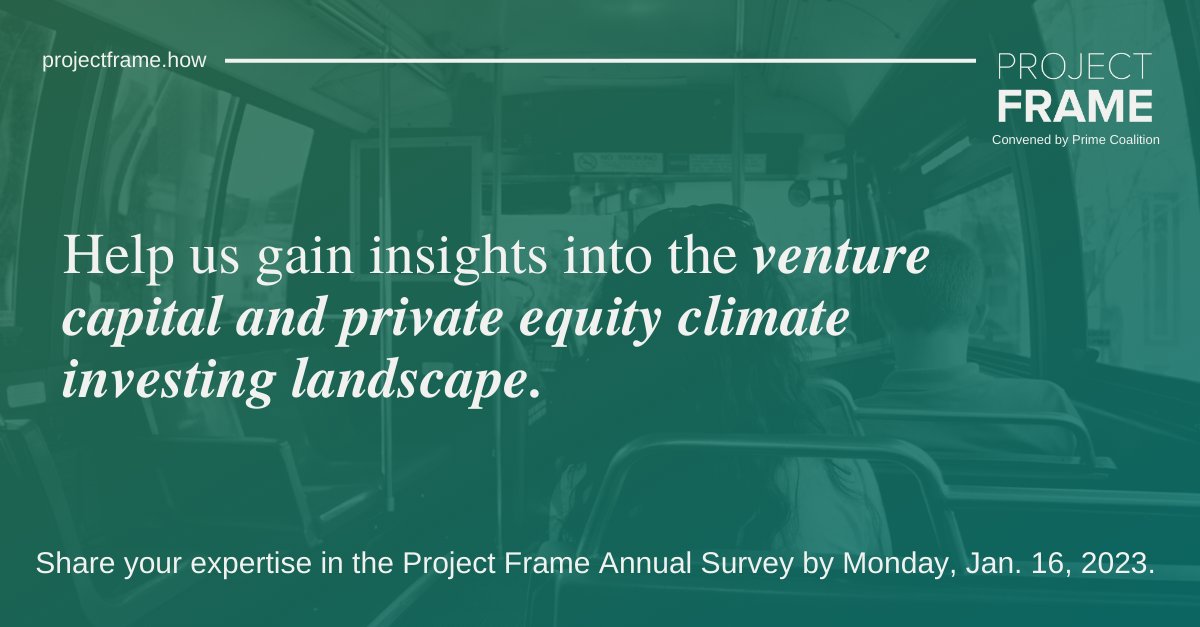 Project Frame is a global community dedicated to supporting #climatesolutions and we need your help to gain insights into the #climateinvesting landscape. Take the 15-minute Project Frame Annual Survey and share your thoughts! docs.google.com/forms/d/e/1FAI… #impactinvesting