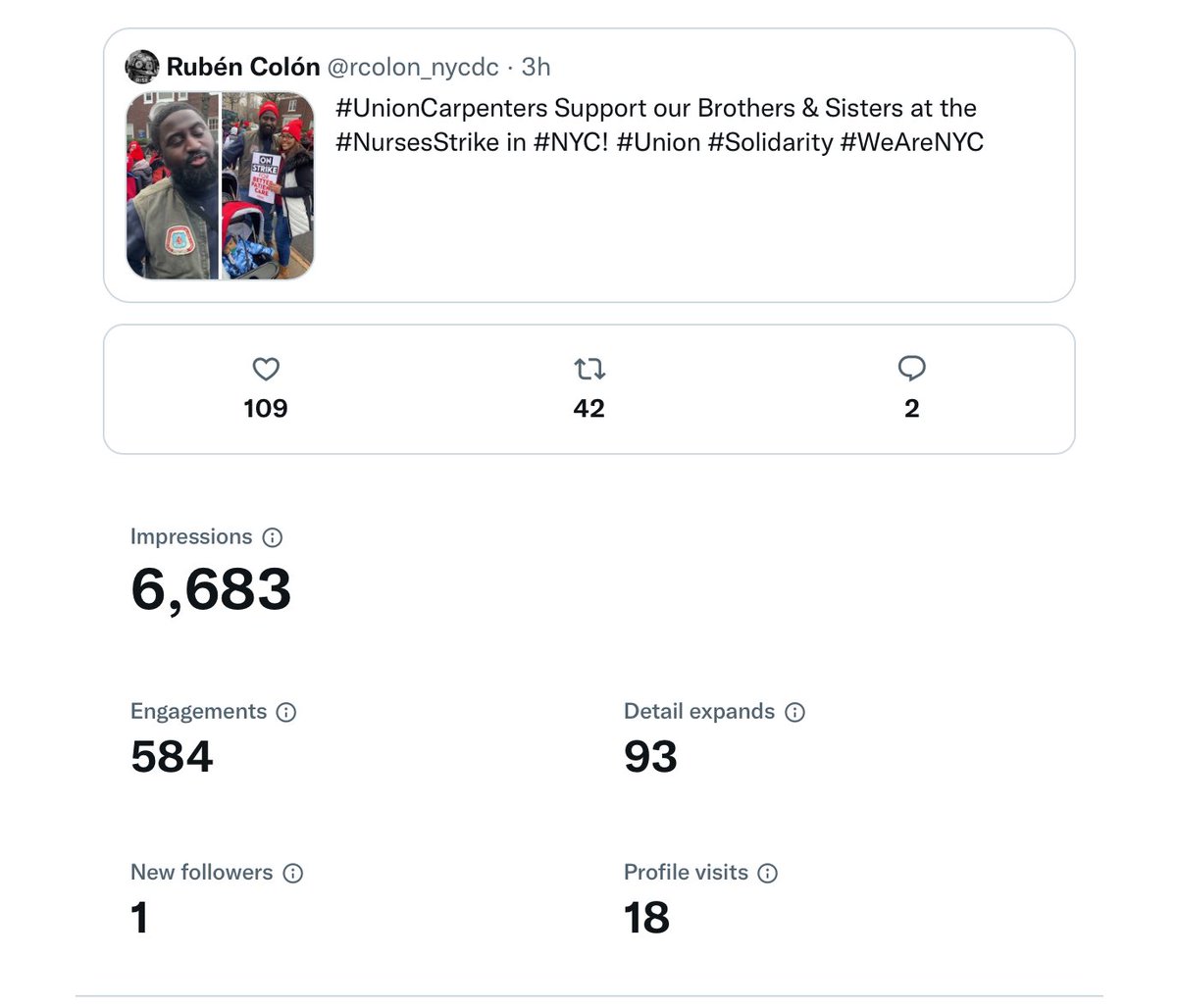 rcolon_nycdc's tweet image. @TMartinUBC thank you for putting #UnionCarpenters in a good light! Hoping your wife gets back to work soon w/the w/the contract she deserves. #NursesStrike