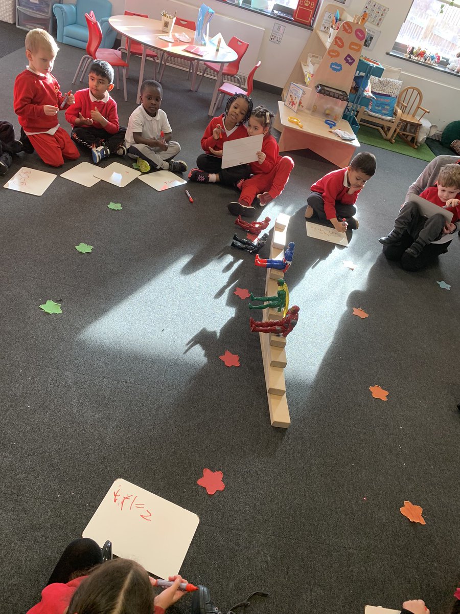 NewParkPrimary's tweet photo. RM working so hard today to calculate number bonds to 5. Instead of green bottles on a wall, we sung 5 superheroes on a wall for our new superheroes topic. We worked out how many were on the wall, how many had fallen and how many we had altogether. 🦸🏽♀️🦸🏼♂️ #NP_RM #NP_Maths https://t.co/e7ze4O9fb6