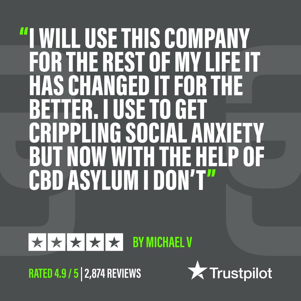 CbdAsylum's tweet photo. Yet again another happy customer and another great review! Thank you Michael for sharing your story and we’re so glad our CBD helps you 💚 https://t.co/L8UCGYY1oo