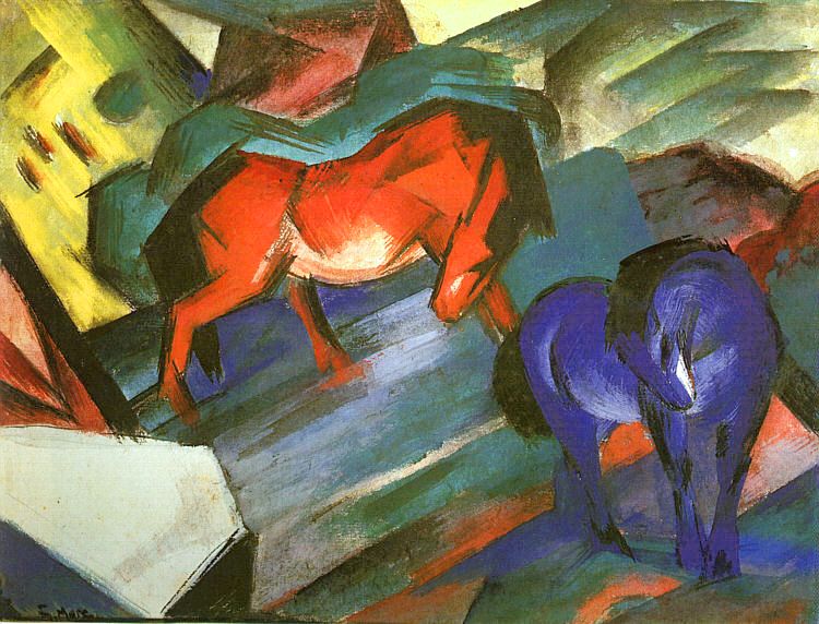 The horses in Franz Marc's paintings are more than just animals - they're expressions of the artist's inner world and emotions. His use of color and form is simply breathtaking. #FranzMarc #art #painting