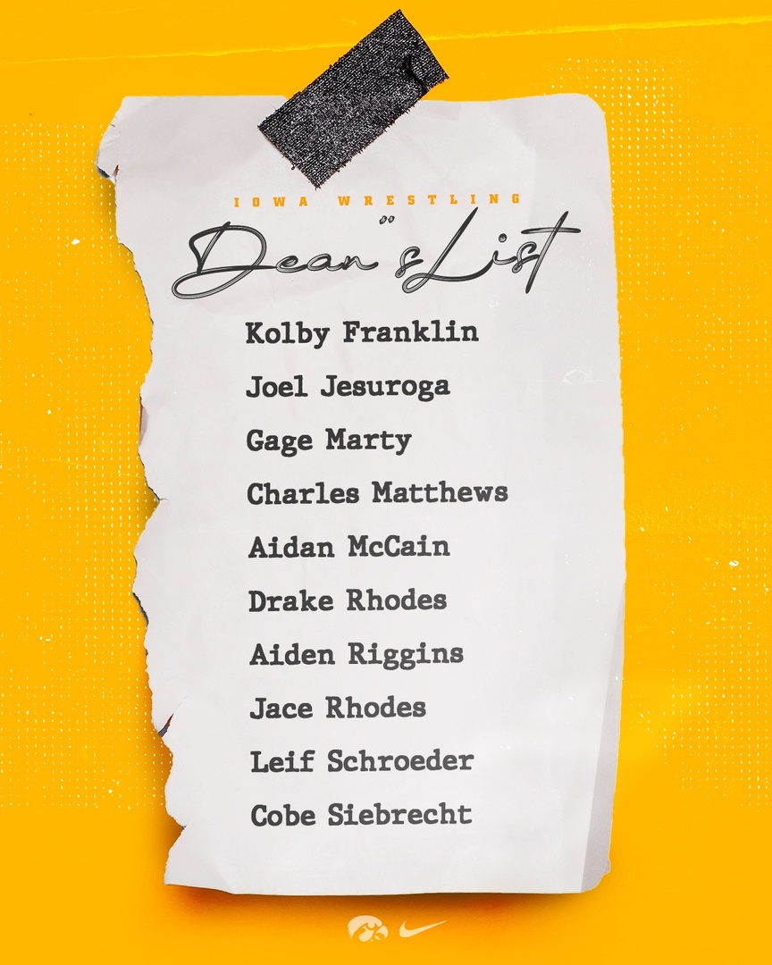 Hawks_Wrestling's tweet photo. 𝓢𝓣𝓤𝓓𝓔𝓝𝓣-𝓪𝓽𝓱𝓵𝓮𝓽𝓮𝓼!  Congrats to our 10 #Hawkeyes who were named to the University of Iowa Dean's List!  📚📚📚 https://t.co/CCxTWsdOlG