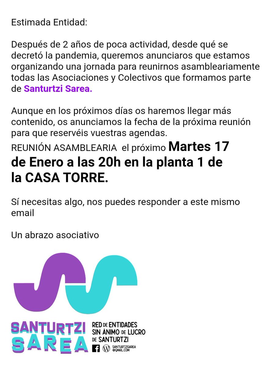jonatan_stz's tweet photo. El Tejido Asociativo de #Santurtzi tenemos una cita 💜 https://t.co/y2hBqeqkBk