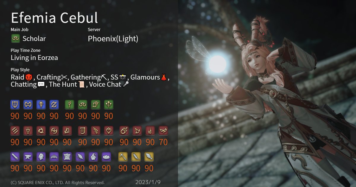 mahoutrolls's tweet photo. Hello! I'm Milla, I obsess over FFXIV and occasionally try to draw.
Efemia Cebul | She/Her | Light | Phoenix
Character card maker: https://t.co/qRPqdeqI8l 
#FF14 #Viera https://t.co/QPy4huuLl3