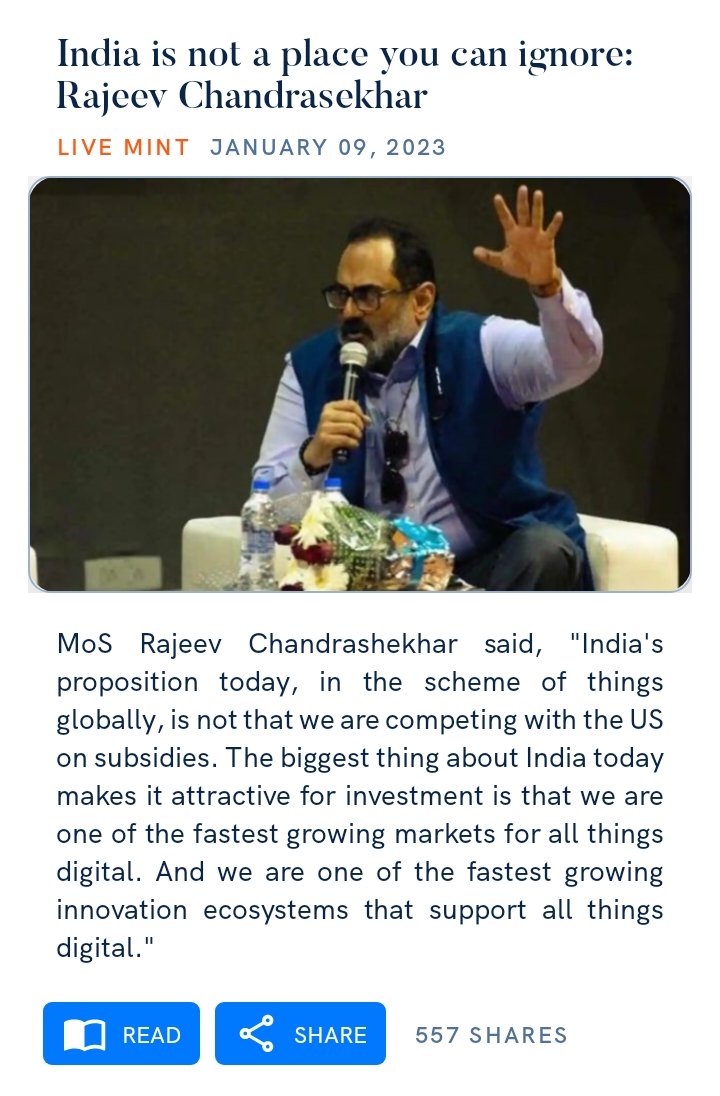 #RajeevChandrasekhar #India #GrowingMarket #InvestmentDestination  #InnovationEcosystem 

India is not a place you can ignore: Rajeev Chandrasekhar
livemint.com/politics/news/…