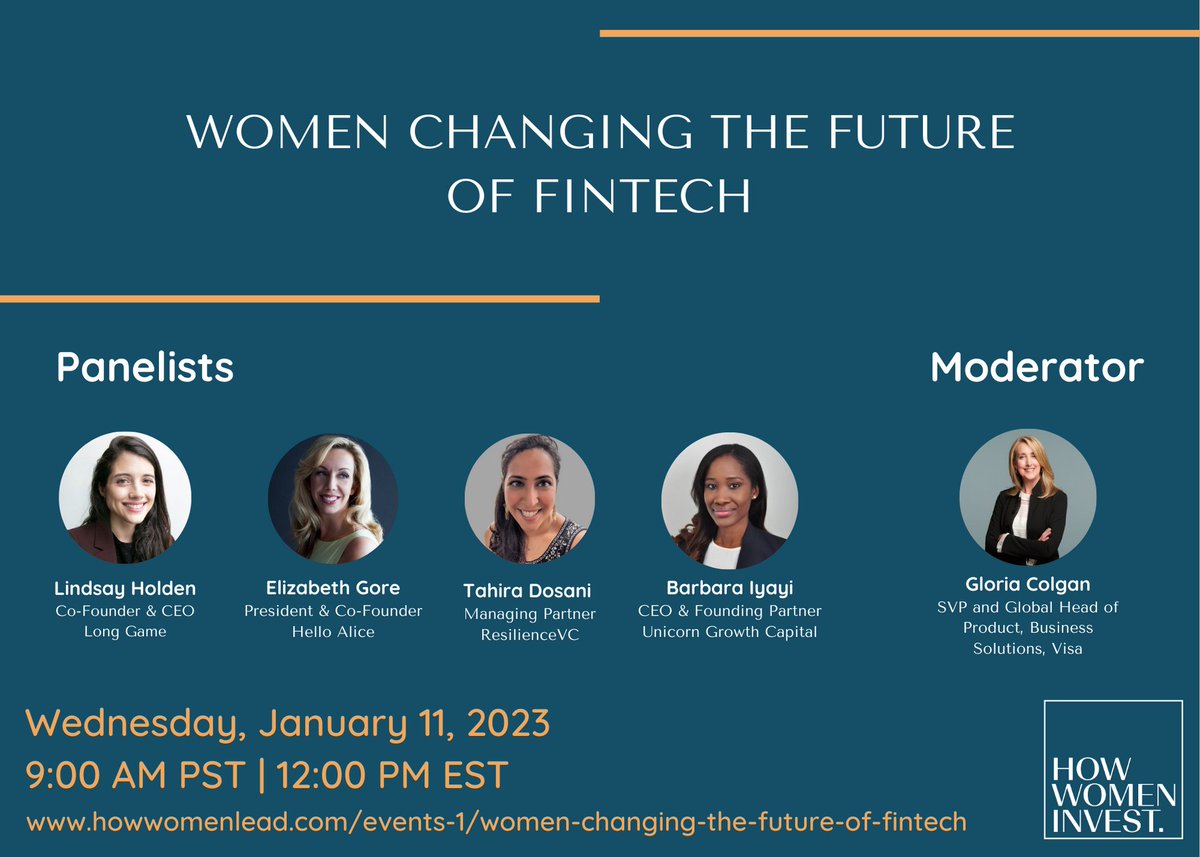 tahiradosani's tweet photo. Looking forward to a great discussion this week with leading fintech founders and funders. Learn more and RSVP here: https://t.co/LdwSJRnHkW   
#FinTech #WomenLeaders #VCLeadership #womeninventure #howwomeninvest https://t.co/OGHEHCVtpX