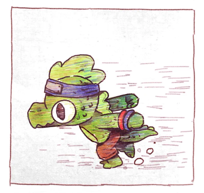 Quick sketch from Lil Gator Game! Realllly enjoyed, made me smile :) Naruto headband changed his animation! 