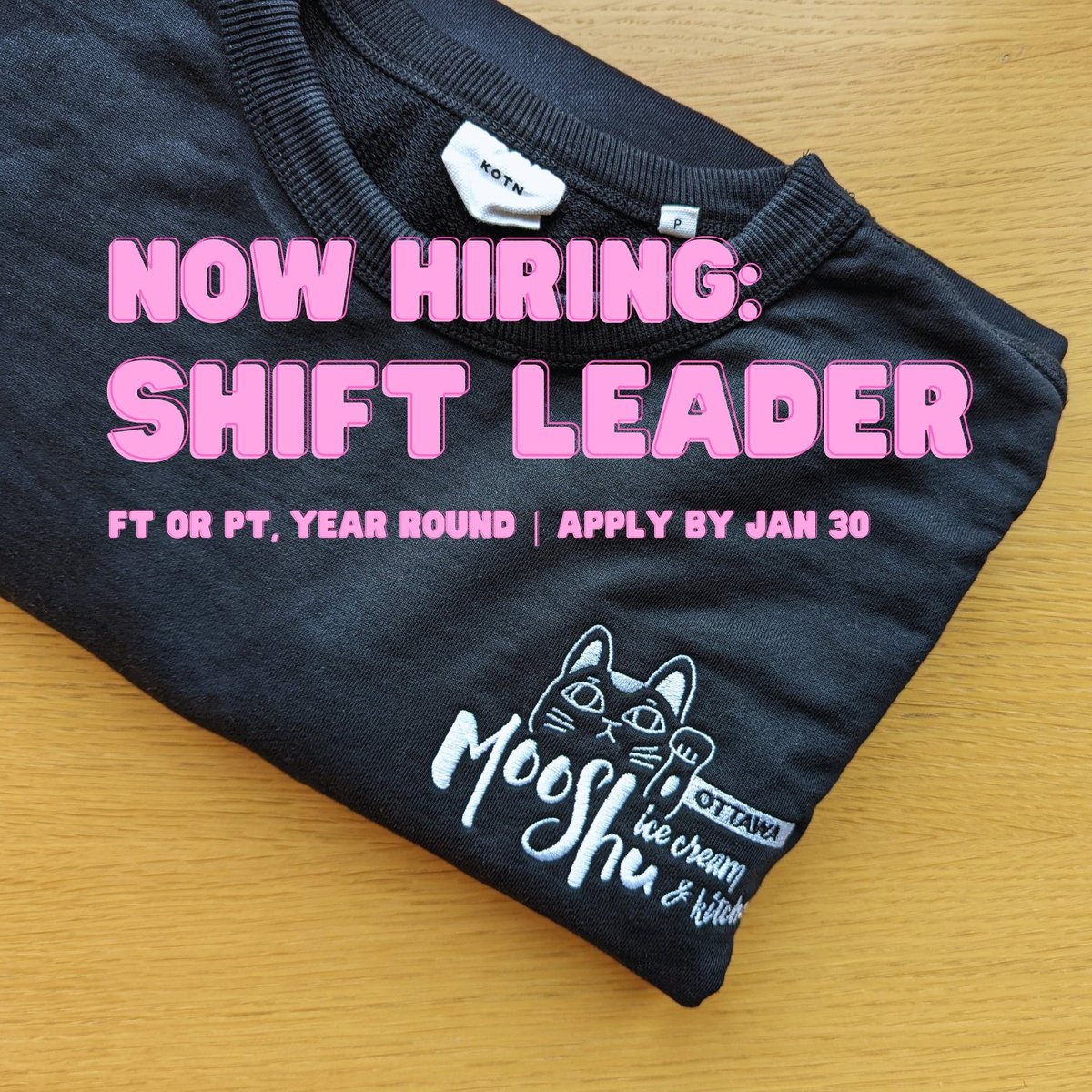 MooShuIceCream's tweet photo. Moo Shu is hiring a shift leader! After an internal promotion, we now have an opening on our retail team. All the details of the job are available our website: https://t.co/jM3fPppWwu https://t.co/8FMu9mRiMk