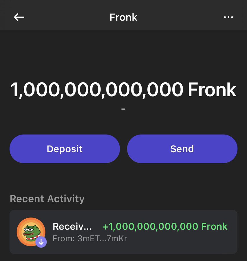 degenflipnft's tweet photo. Just got airdropped a shit ton of $fronk

time for a monster giveaway

@hey_wallet send 5000000 $fronk to the first 2000 people who follow me and retweet this.  LFG! https://t.co/krb4n9iX8V