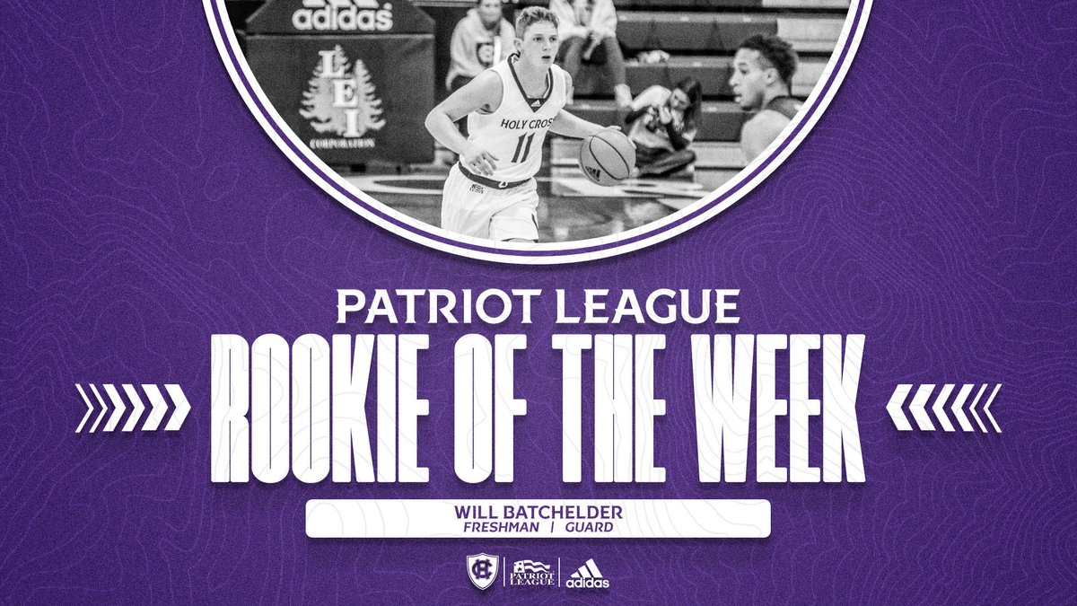 Congratultions to the <a href="/PatriotLeague/">Patriot League</a> Rookie of the Week, Will Batchelder!

bit.ly/mbb-23brw

#GoCrossGo | <a href="/will_batch_11/">Will Batchelder</a>