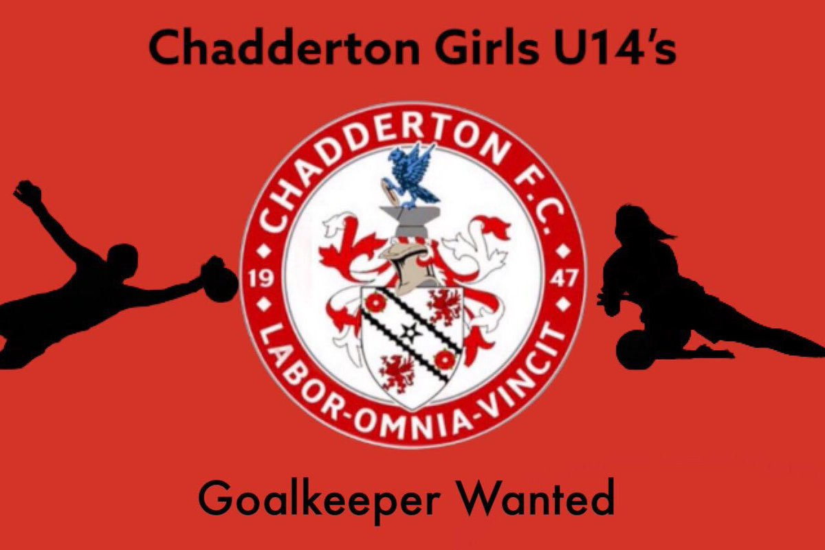 Our U14 Girls team are in need of a keeper.
Play Saturday AM in the Nth M/c Girls League.
Train Friday evenings 5pm-6pm at Hopwood Hall, Middleton. 
PM if interested please or retweet 👍 #uptheChad