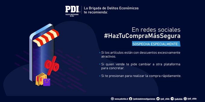 Al adquirir vehículos, divisas, productos o servicios por redes sociales, la Brigada de Delitos Económicos te recomienda: 

#DelitosEconómicos