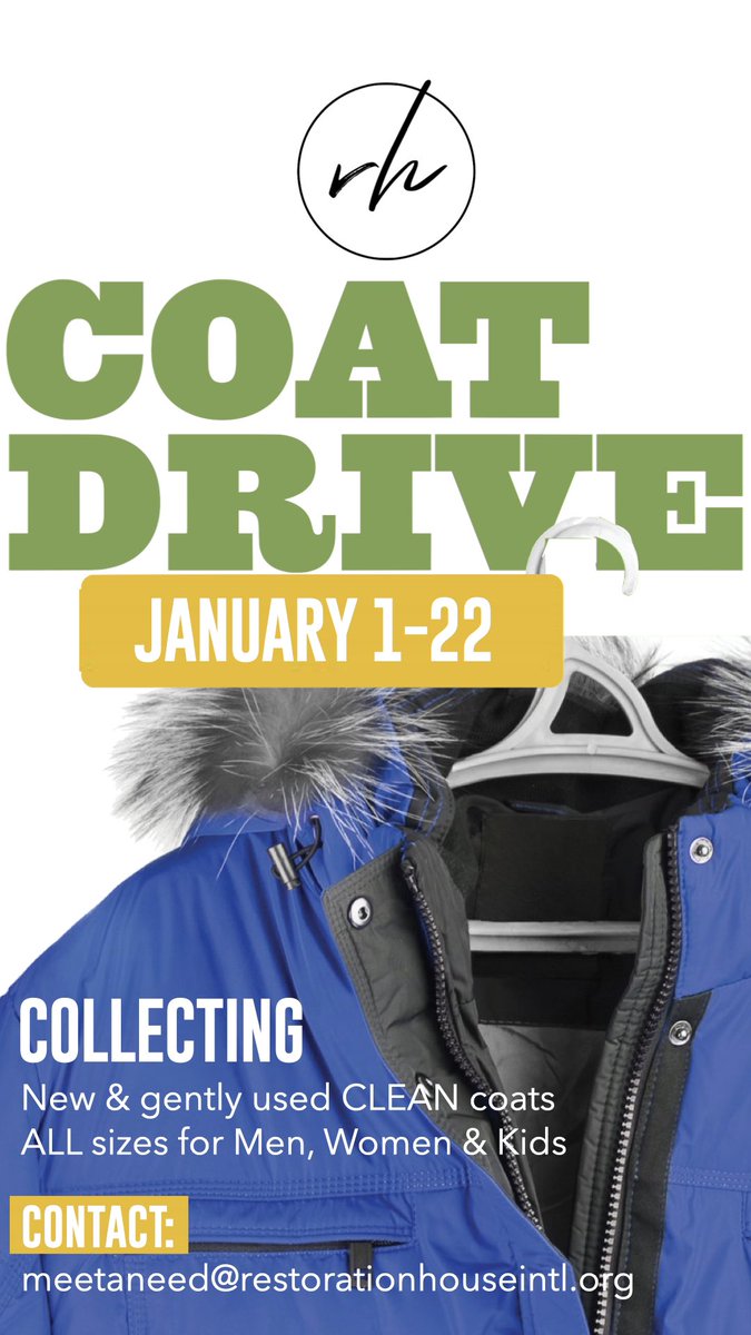 RH_Intl's tweet photo. Change. Community. Charity. 
In order for us to make an impact we must know and understand the need. Help us by donating a coat. https://t.co/AzcWd8RZCJ