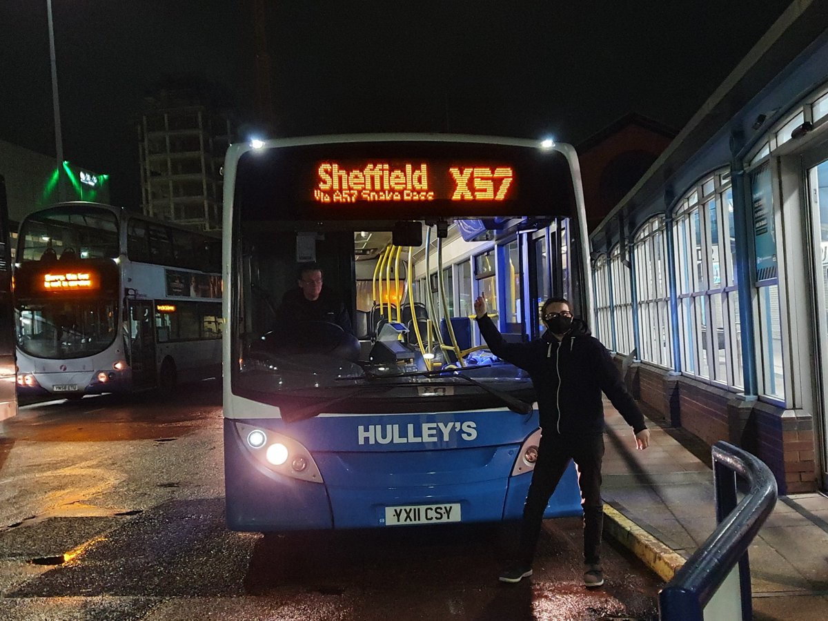 JamesTGlossop's tweet photo. 1 year ago today (9th January 2022), I said farewell to the former @hulleysofbaslow route X57 between Sheffield, Glossop and Manchester! Photos taken at both ends of the route as well as one in the Peak District! 

#X57 #Hulleys @JedKendray @jasoncc36TW @NamiHusky @busboynat https://t.co/FTICkTA2Ho
