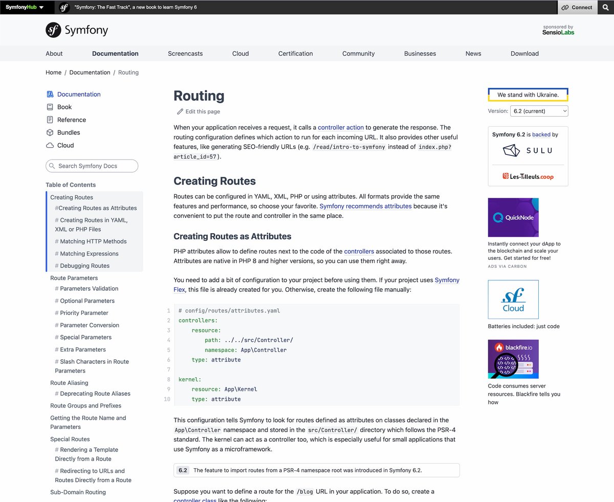 symfonydocs's tweet image. We've just deployed some changes to the Docs section of symfony.com. Pages now display a sticky table-of-contents and a sidebar search input. Some page elements have been rearranged too to make the overall design simpler.