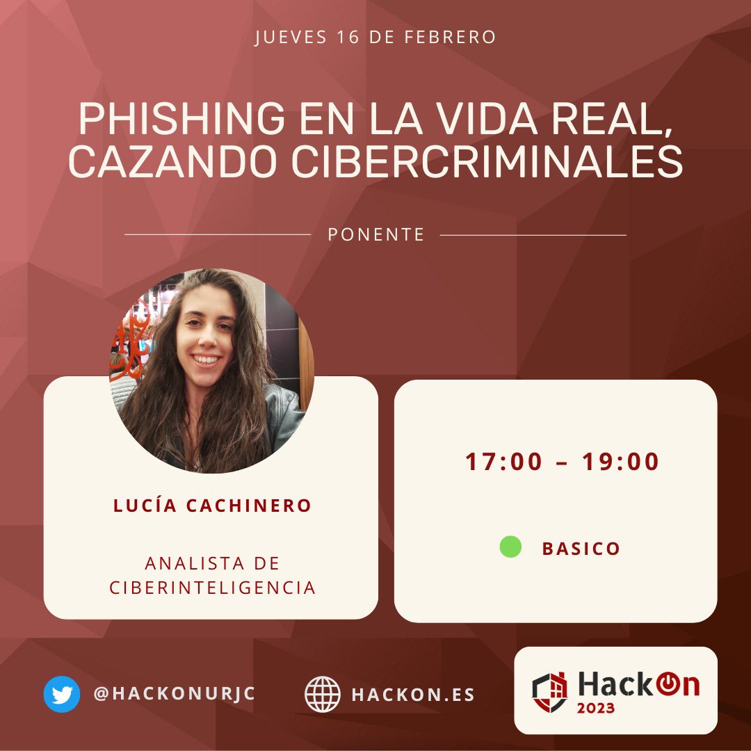HackOnURJC's tweet image. 🚨Taller confirmado🚨

@QwertyStack, egresada del grado, se pasa este año por #HackOn2023 para darnos un taller sobre phishing desde el punto de vista de la ciberinteligencia 
✉️🎣

Es un placer poder contar contigo Lucía🫶🏼
