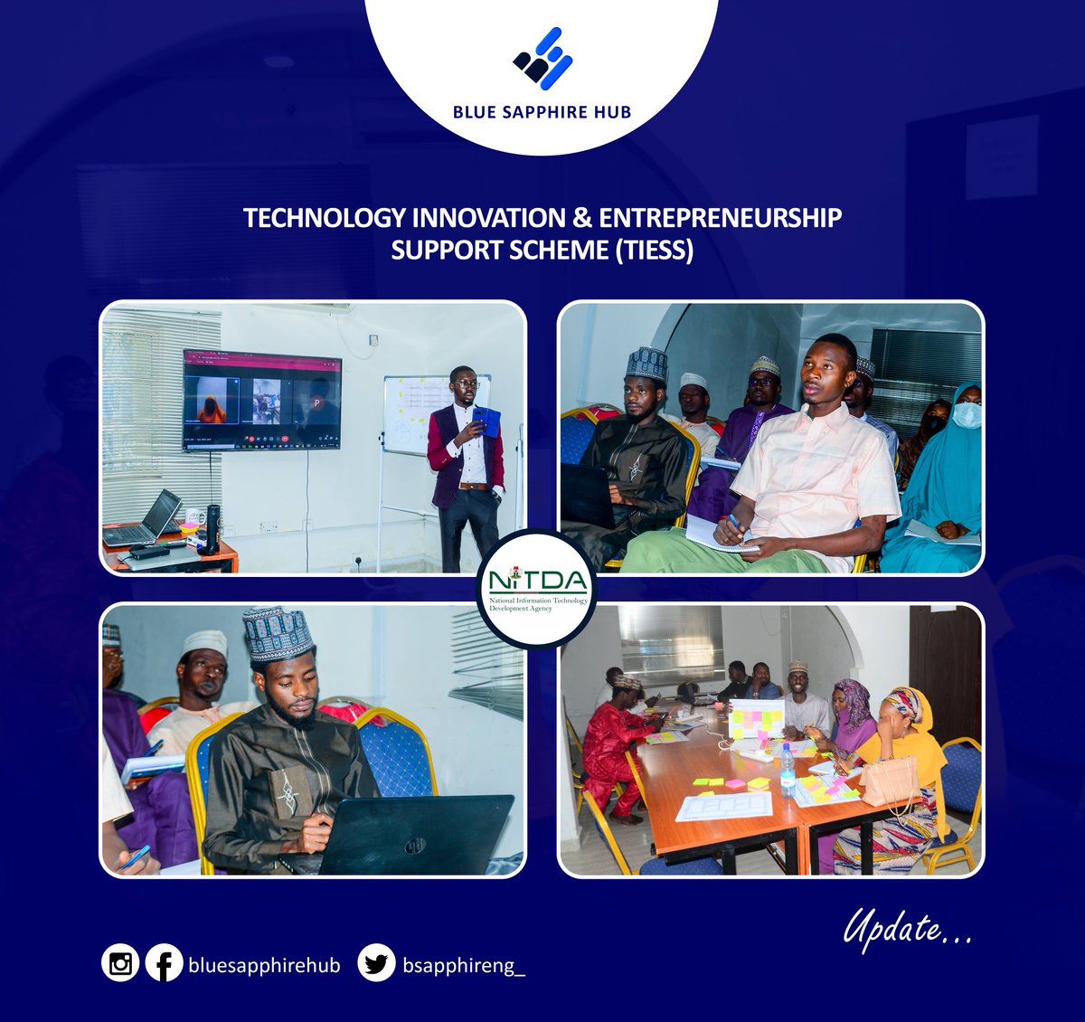bluesapphirehub's tweet photo. "The secret to get ahead is getting started. And a person can never be over-educated or over-skilled"
Technology Innovation & Entrepreneurship Support Scheme (TIESS) training resumed today 9th January, 2023.
#TechnologysGoldenAge #techtwitter #TIESS #NITDA #innovation #learn https://t.co/ScbKcoYfny