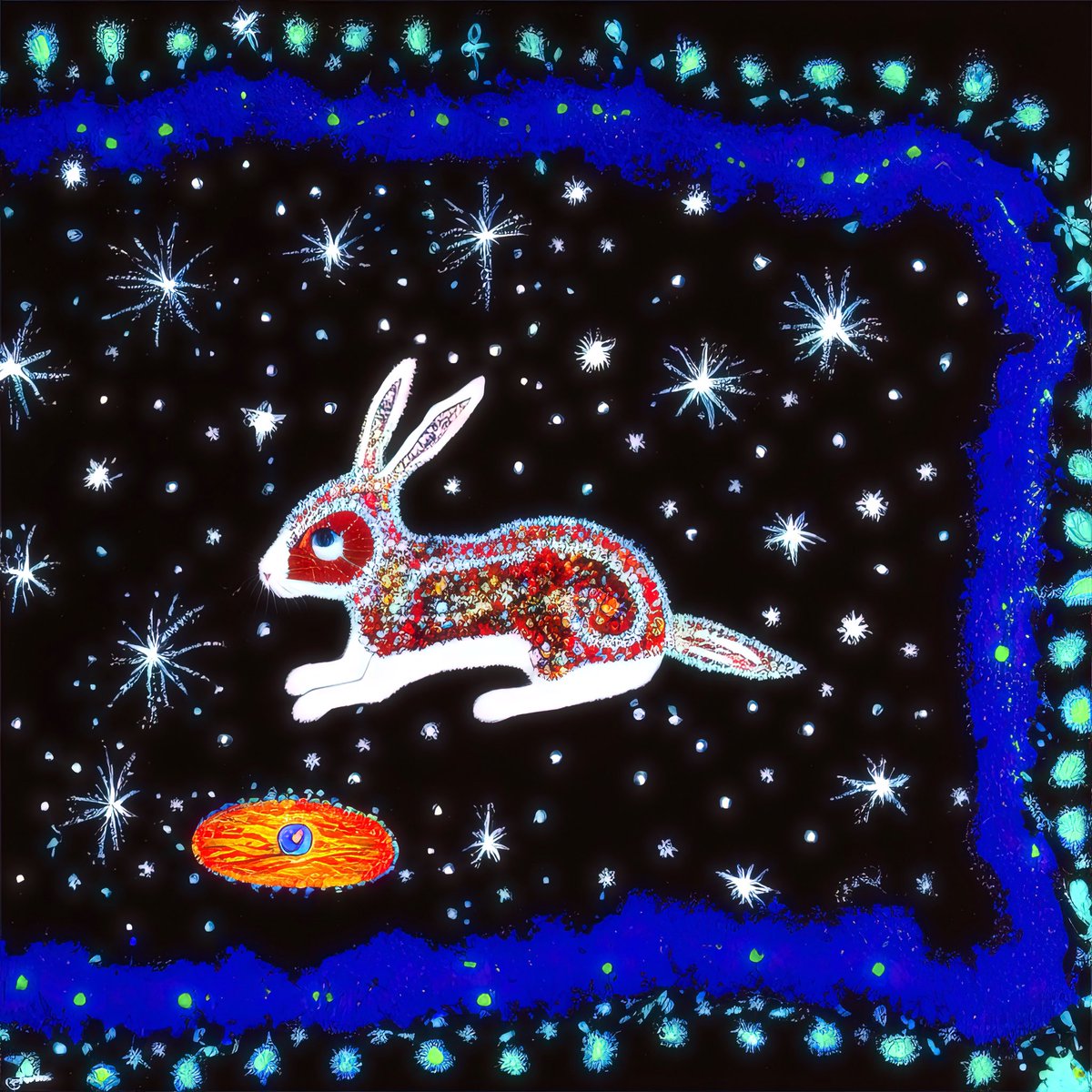 CorralCrypto's tweet photo. The Year of the Rabbit is upon us. #RABBITTAKEOVER #annespalterart #annespalter #cryptoart @annespalter https://t.co/I8EkL7Kxjh