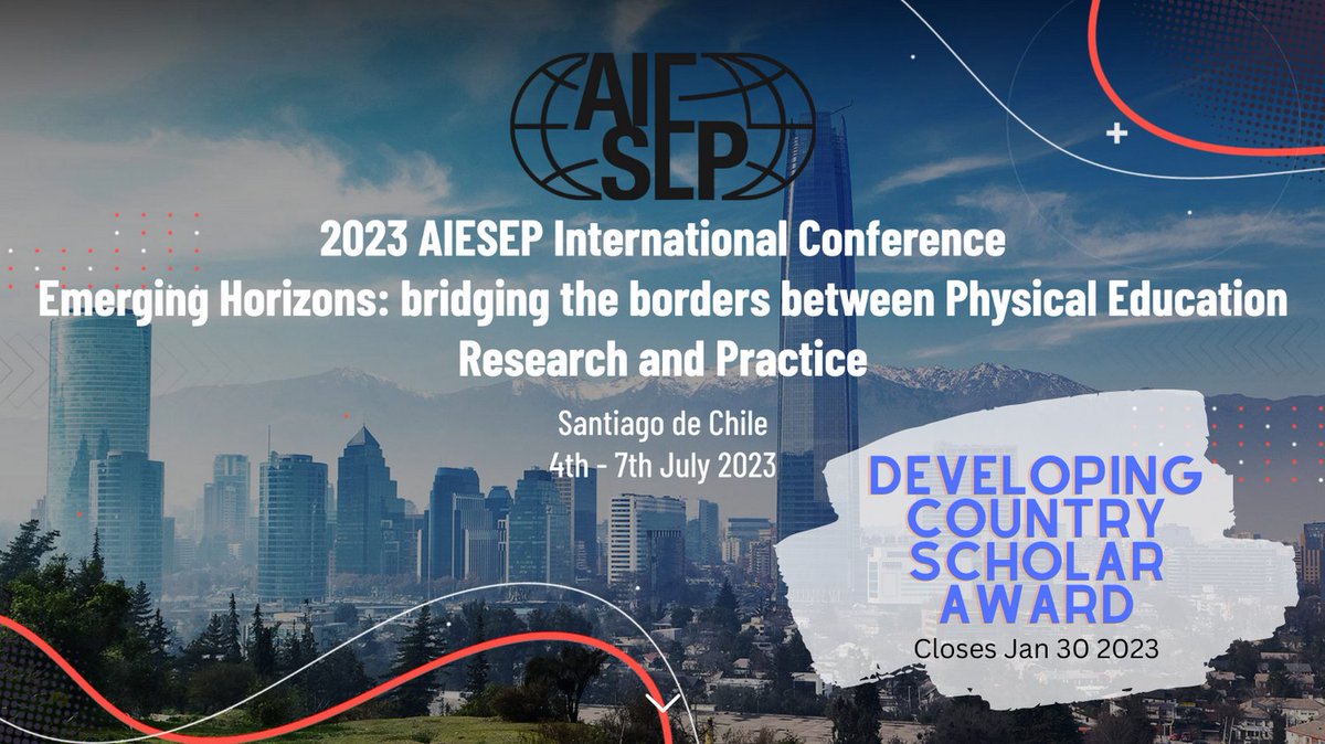 ¿Eres un académic@ de un país en Desarrollo? Considera aplicar para ser beneficiari@ este año del AIESEP 2023 Premio Académic@ País en Desarrollo. Información de elegibilidad y requisitos la puedes encontrar aquí: aiesep.org/awards/develop…

Fecha límite para envío Enero 31, 2023.