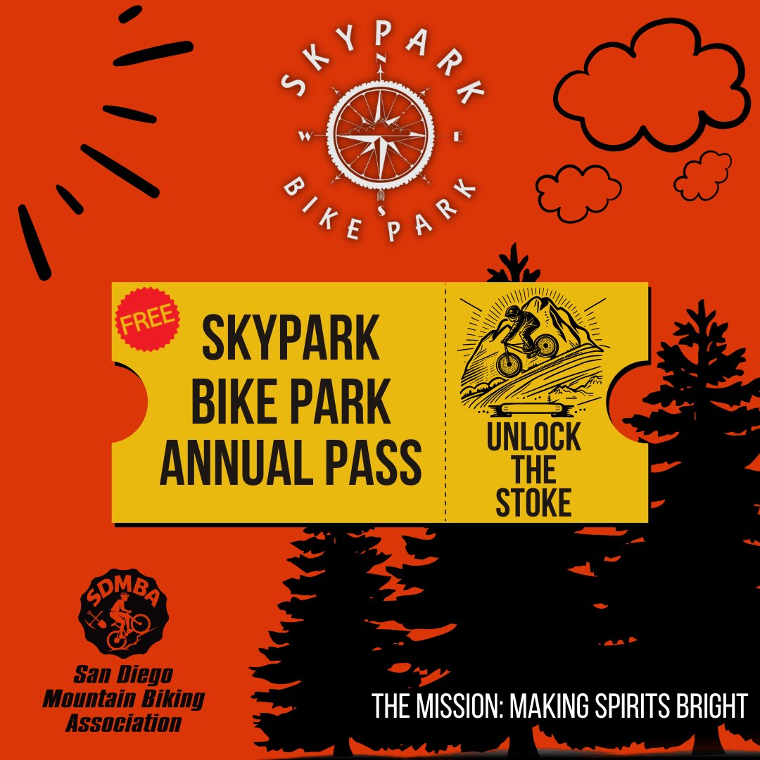 sdmba's tweet photo. ⚠️ SKYPARK ANNUAL PASS GIVEAWAY⚠️
🎁 Two ways to enter to win a year pass to SkyPark Bike Park at Santa's Village!
1️⃣ Join or Renew in Jan 2023 & receive 1 entry!
2️⃣ Refer a new member in Jan 2023 & you BOTH receive 2 entries!
ℹ️ Learn more: https://t.co/bMGsEJMQva
#SDMBA https://t.co/ucwjGC2uKd