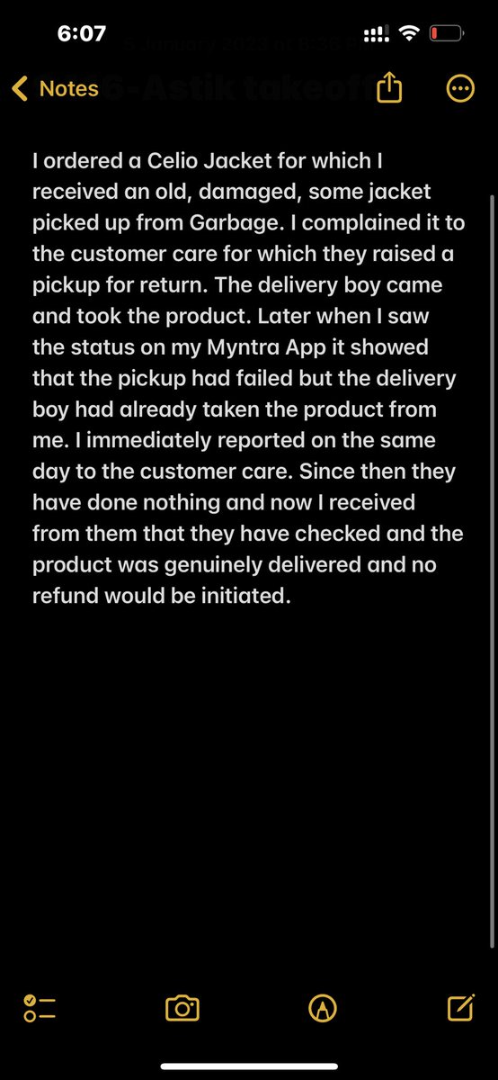 ASTIKDUBEY06's tweet photo. @consumerforum_ I ordered a Celio Jacket for which I received a garbage picked Jacket.I complained it to the customer care for which they initiated pickup The delivery boy came and took the product and later updated pickup failed.Order ID # 1223349 83203871488603 @myntra https://t.co/uxHZWNP1tM