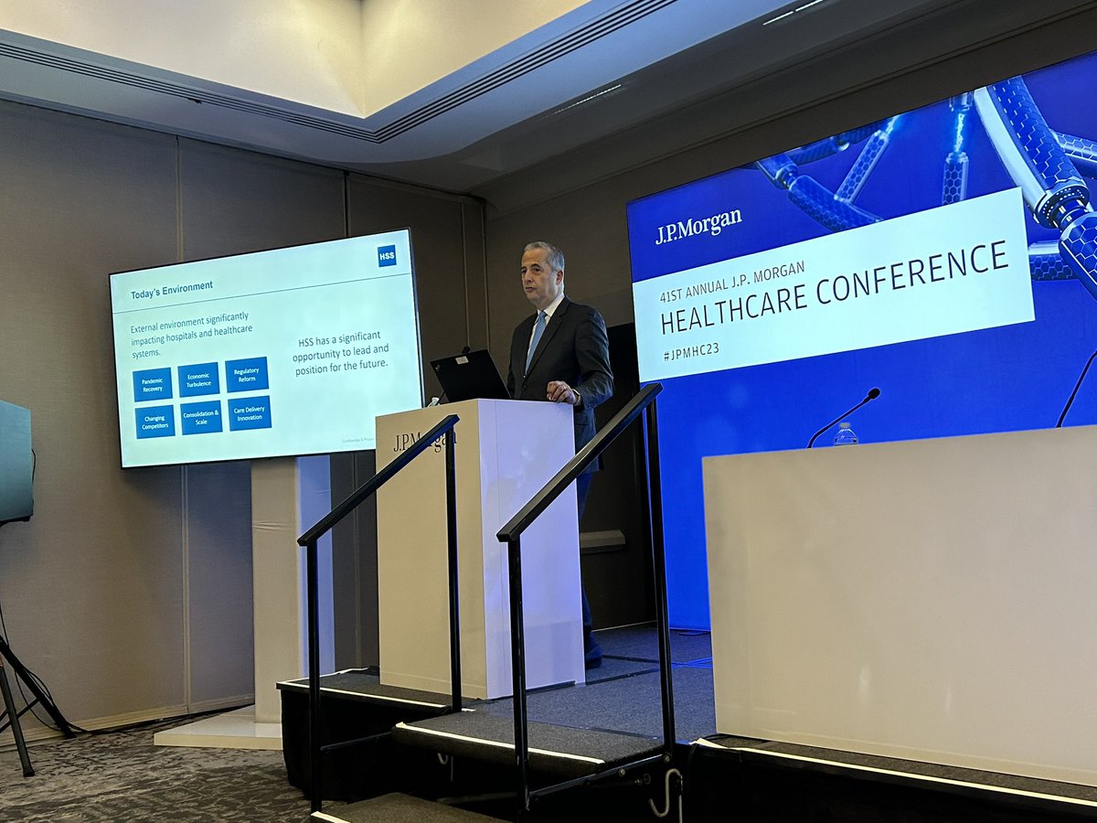 HSS CEO Lou Shapiro presenting on HSS accomplishments, strategy, and continuing to earn our leadership position in musculoskeletal health #JPM