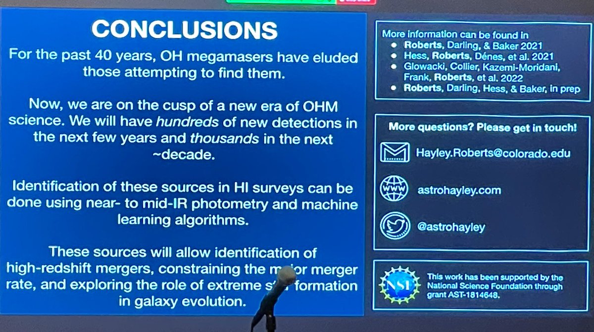 WillArmentrout's tweet photo. Great talk on OH megamasers by @astrohayley — a huge increase in the number of new sources on the horizon (and some nice machine learning work shown by Hayley on removing contamination).

(Of course rad to see a picture touching the @GreenBankObserv dish! 📡 https://t.co/zMiAAcKGJt
