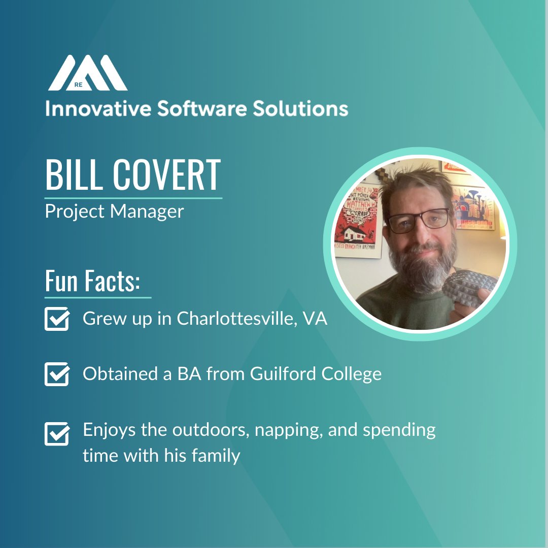 Bill is a @GilfordCollege grad and has joined the #ISSFamily as our newest Project Manager. He brings an abundance of UX specialist/project manager/scrum master experience...we are so lucky to have him! #WelcomeToTheTeam Bill! 
Follow us: <a href="/RE_ISS_Dev/">Innovative Software Solutions</a> to keep meeting the team 🙂