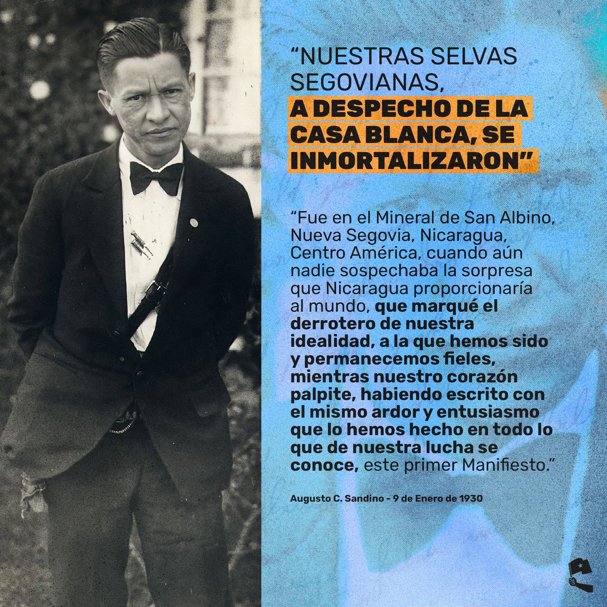 Comunicado escrito por el General Augusto C. Sandino el 9 de enero de 1930.📜✍️🏽

Con la intención de desvirtuar ataques que por la prensa se habían hecho, sobre la idealidad del Ejército Defensor de la Soberanía Nacional de #Nicaragua,