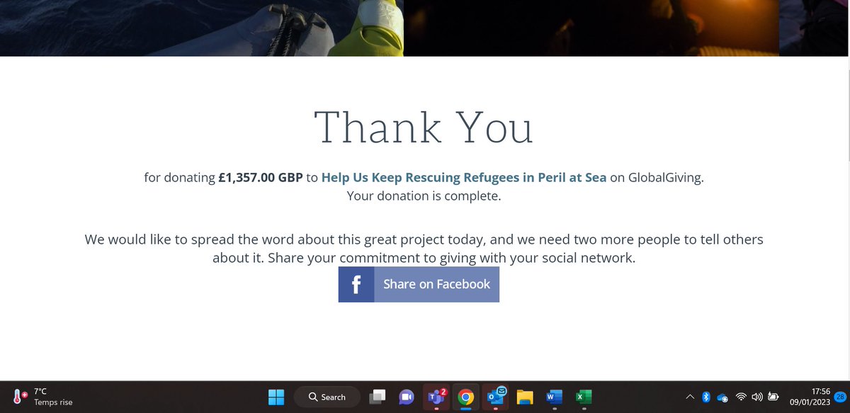 In the interests of transparency the funds for this went into my account today (minus some small deductions by the crowdfunder site) and I have immediately paid it into the fundraiser on @_refugeerescue's website. Screenshots are here. Thank you all for your generosity 🧡