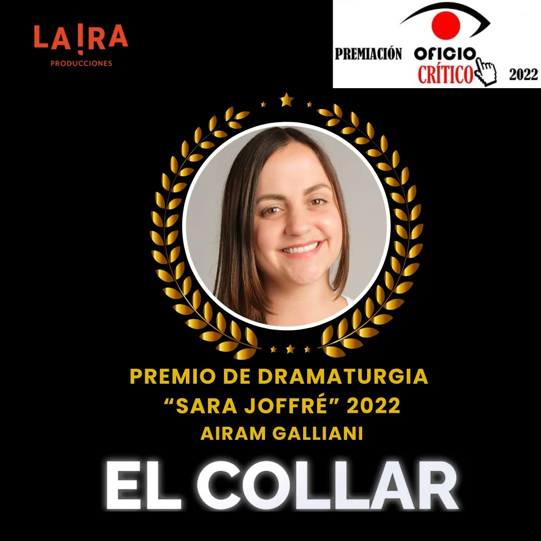 IraProducciones's tweet photo. Felicitamos a nuestros compañer@s que recibieron premiaciones #OficioCritico para las Artes Escénicas gracias a las obras que realizamos juntos en el 2022 😃 Teatro 🎭
✨ Alicia Mercado por #TIEMPOSMEJORES
✨ Airam Galliani por #ELCOLLAR
✨ Manuel Calderón Por #LaPuertaDelCielo https://t.co/faPYO18WL7