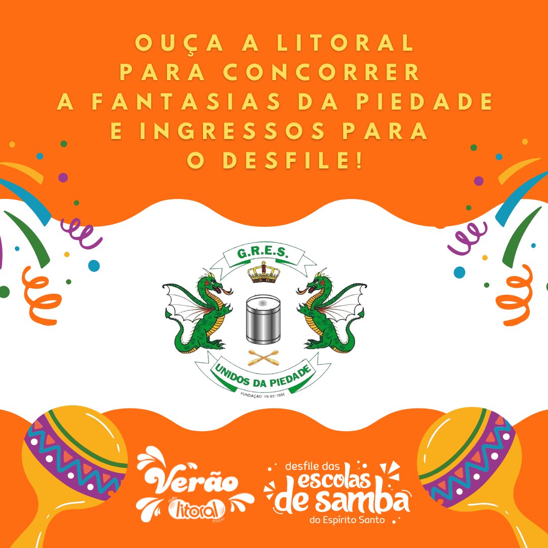 LitoralFM's tweet photo. A LITORAL É A RÁDIO OFICIAL DO CARNAVAL CAPIXABA 😎 E As promoções começam hoje! Sintoniza pelo seu rádio, site ou no aplicativo e descubra como concorrer a um par de fantasias da Unidos da Piedade e um par de ingressos para o desfile de sábado 😜✨ Bora que tá só começando https://t.co/KlWhGVocJ8