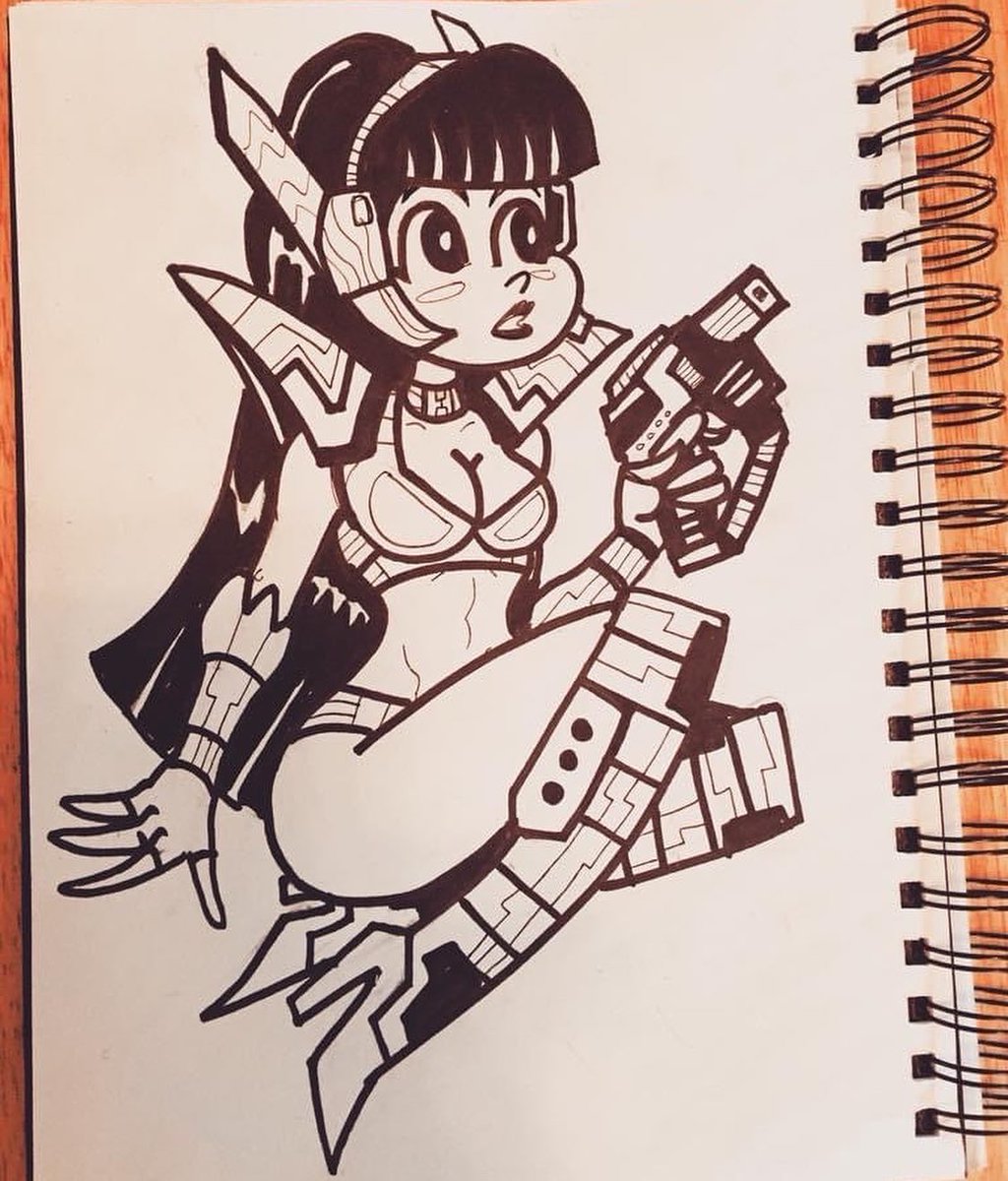 edbot5000's tweet photo. #mechmonday flashback to my Guardian Legend piece… process: original 9x12, digital color to print. The NES game where a cute robot girl turns into a spaceship.

#guardianlegend #robotgirl  #nintendo #videogames #retrogames #edbot5000 #eb5k #illustration  #characterdesign https://t.co/jqw4YwJt5N