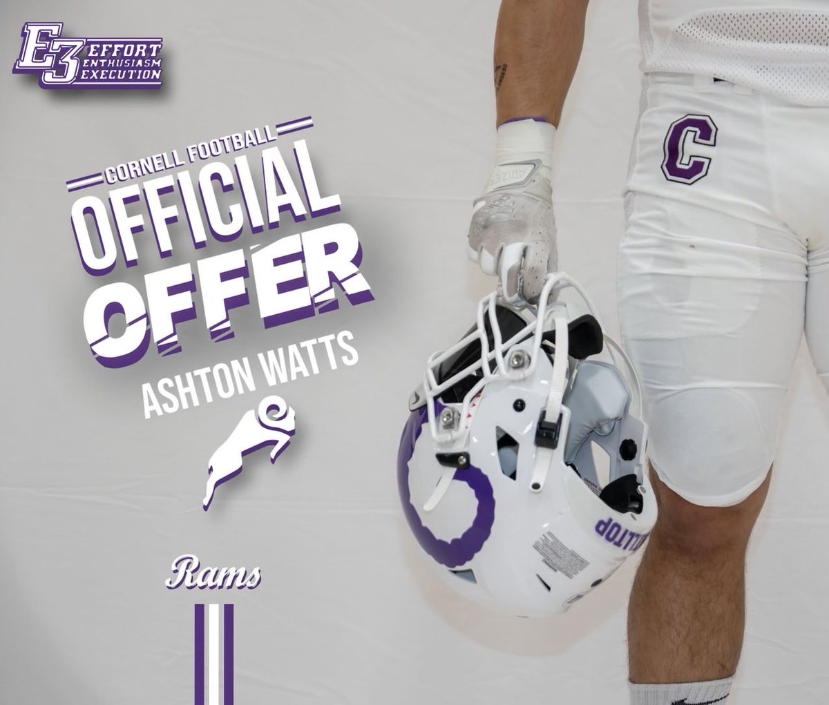Asht0nWatts's tweet photo. Thank you @coachkaltenmark and @CornellRamsFB for the offer! I am grateful for the opportunity! @HannibalFootbal @SGaines_ https://t.co/BeRc1pa5Is