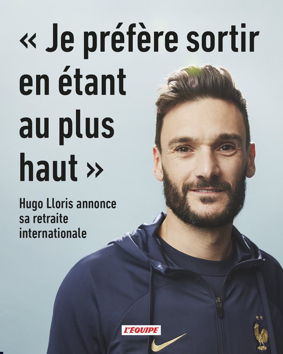 lequipe's tweet photo. Hugo Lloris sur sa retraite en bleu : https://t.co/Q85rqFXmtq https://t.co/vLohepAgdr