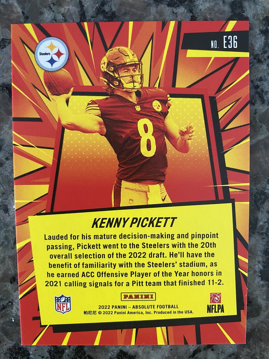 Lou Gutowski on Twitter "Kenny Pickett 2022 Panini Absolute Explosive