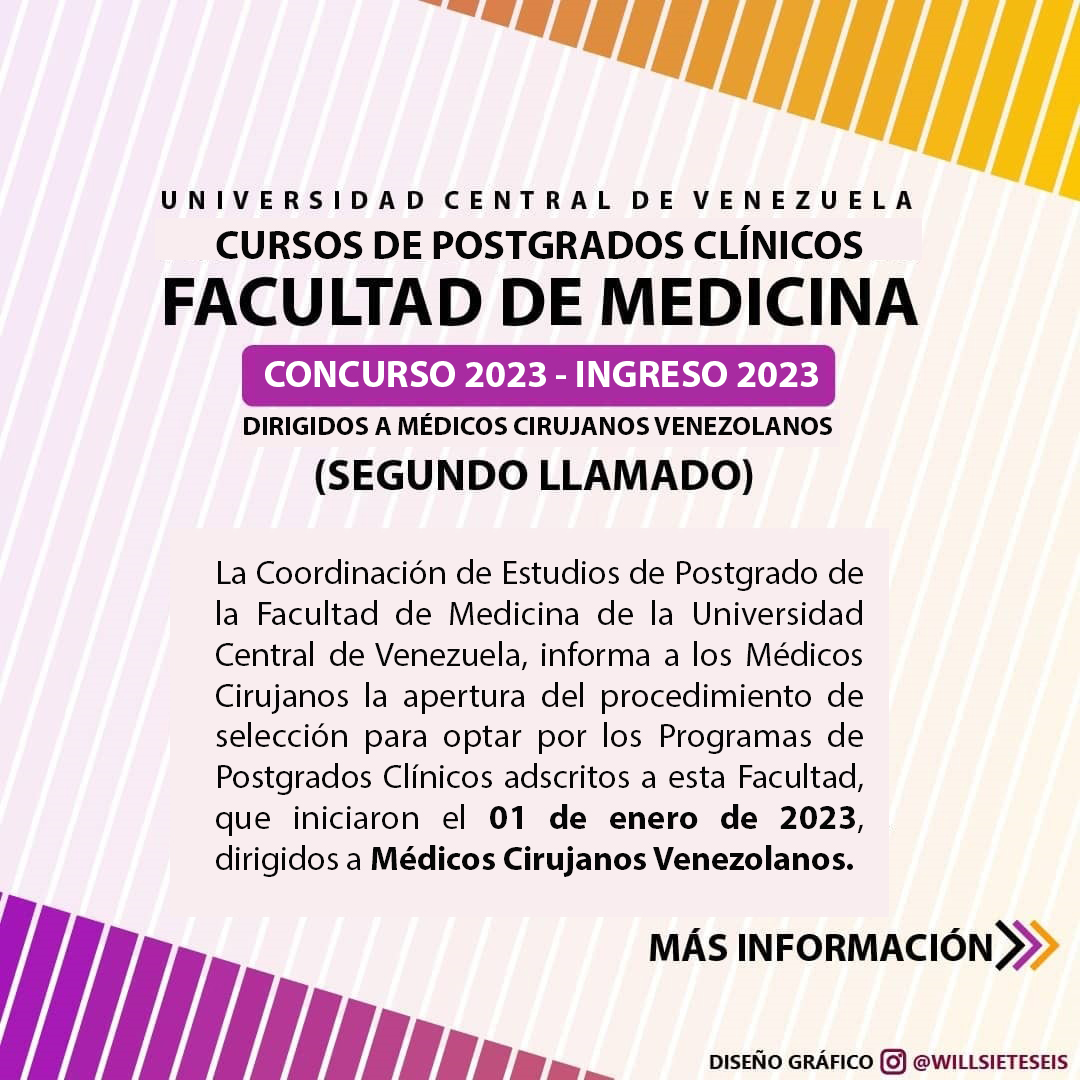 NotiMedUCV's tweet photo. Procedimiento de selección (SEGUNDO LLAMADO) para optar por los programas de postgrados clínicos. Inscripción en el concurso se obtendrán únicamente
mediante un archivo comprimido en el siguiente enlace: https://t.co/REettM0qRq https://t.co/bRdiny0xn2