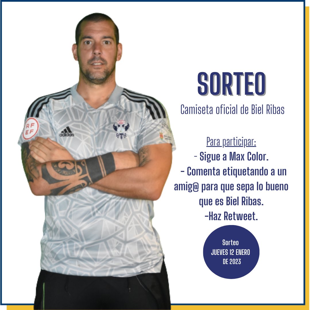 maxcolorpintura's tweet photo. ¡¡¡SORTEO CAMISETA OFICIAL DEL PORTERO BIEL RIBAS DEL @CFTalavera!!!

Celebramos que nuestro porterazo @Bielris es un portero de récord y por ello sorteamos su camiseta.

- Sigue a Max Color
- Comenta etiquetando a un amigo/a para que sepa lo bueno que es Biel Ribas

#VamosTala https://t.co/ez0353kMWa