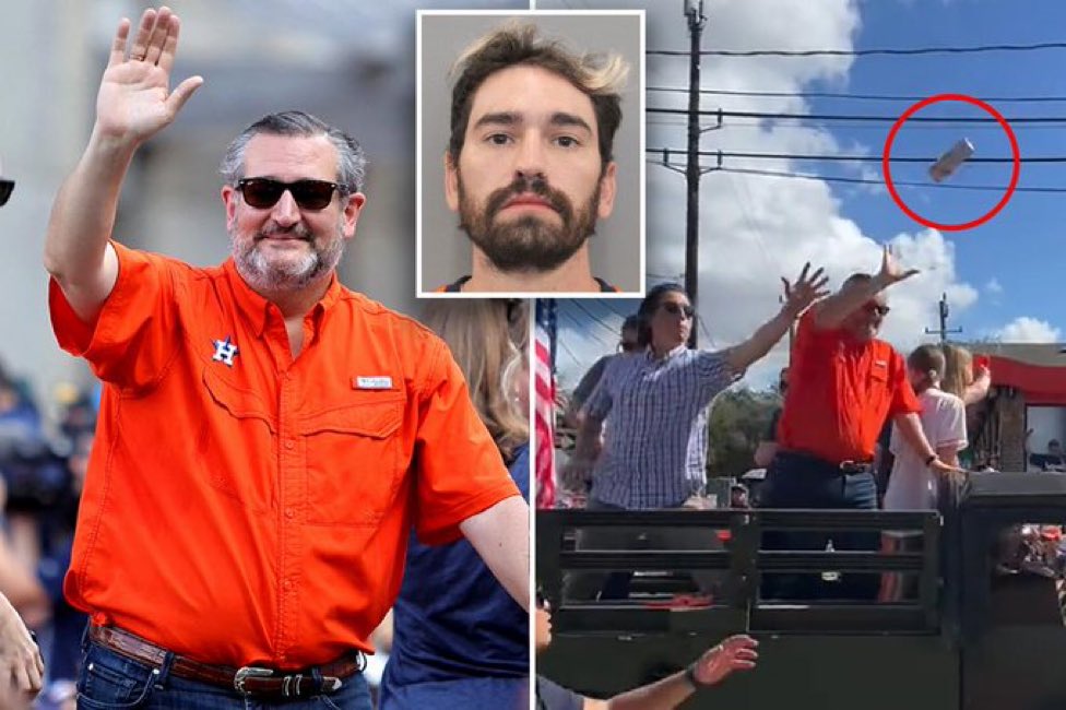 DallasTexasTV's tweet photo. Charges dropped against man who hurled a White Claw at Ted Cruz during Astros World Series parade https://t.co/F7qQzMknqq