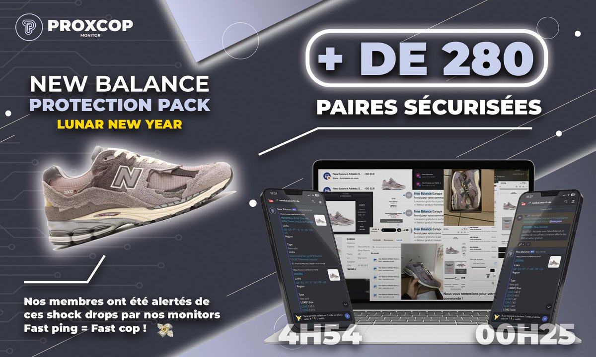 Facile quand tu es premier à ping 🫡 Bien sûr la plupart de nos cops sont à la main, pas besoin de bot quand tu as Proxcop 👀

Reste branché sur notre serveur restock : discord.gg/UYTv4MEk9y il y aura une chance de nous rejoindre cette semaine 😈
