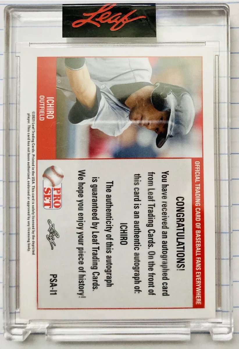 Baseball Cards for Sale- ICHIRO SUZUKI Leaf Encased Autographed Card- Done in the classic Pro-Set design! $189 shipped PP G&S shipped insured/tracked and secure! #baseballcardsforsale