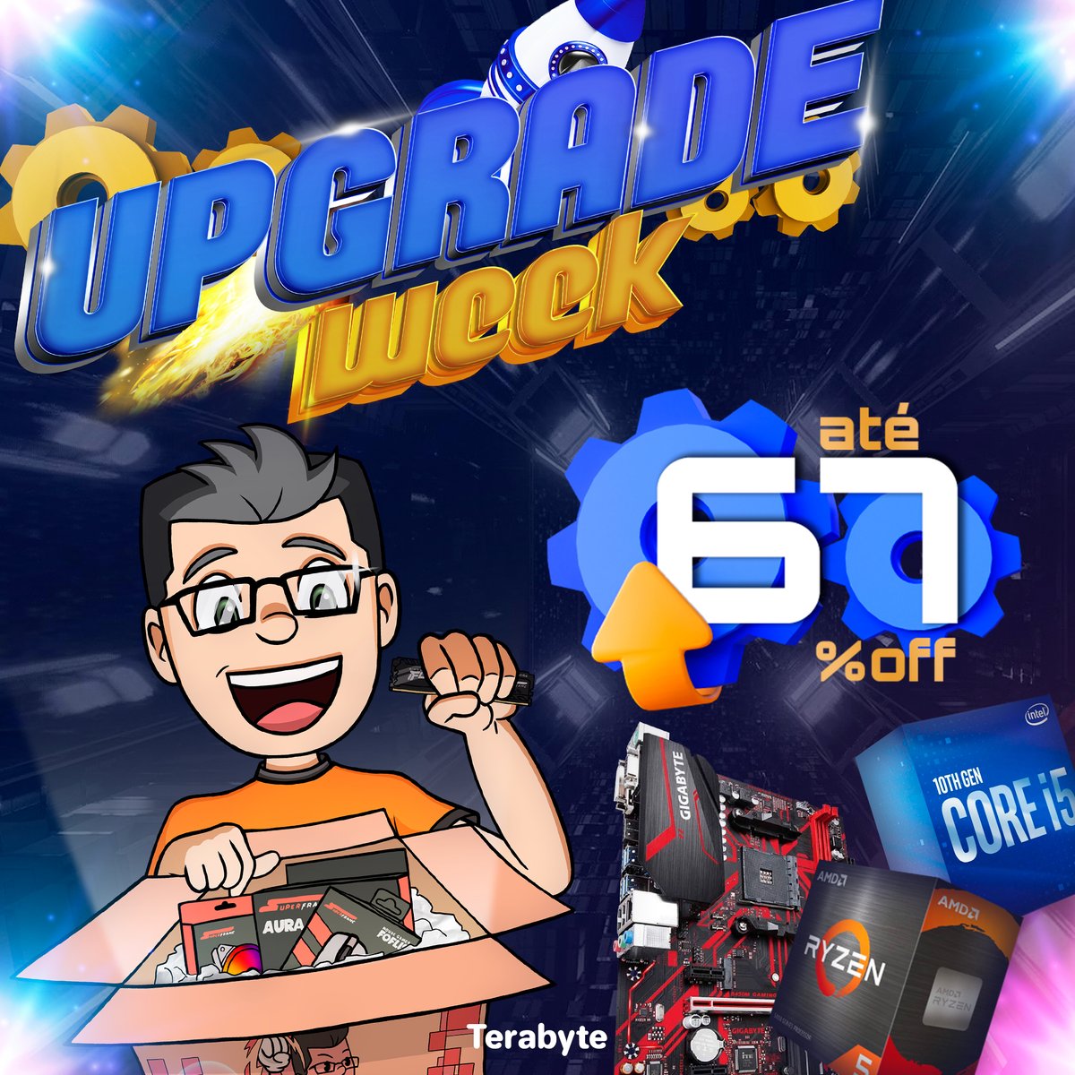 Terabyteshop's tweet photo. Semana perfeita para dar aquele UP no setup 🆙
Estamos com descontos de até 67% para você finalmente fazer aquele upgrade no seu PCzão 🚀
Compre agora pelo link: https://t.co/rZRWRYu9b8 🛒
#terabyte #terabyteshop #upgradeweek https://t.co/tSVjQ0pvLX