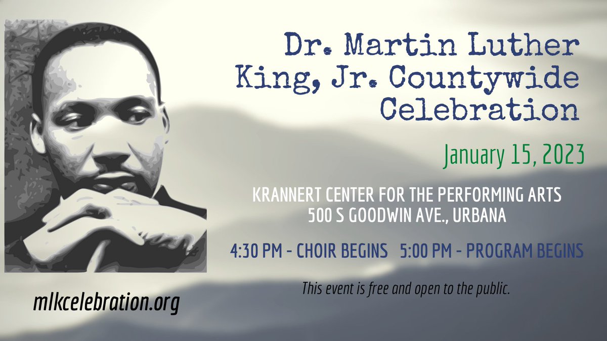 City of Champaign (@champaigncity) on Twitter photo We hope you can join us this Sunday, January 15th at Krannert Center for Performing Arts for the 22nd Annual Rev. Dr. Martin Luther King, Jr. Countywide Celebration!!
@cityofurbana <a href="/Rantoul_IL/">Village of Rantoul</a> <a href="/UofIllinois/">University of Illinois</a> <a href="/parklandcollege/">Parkland College</a> @ccilgov We hope you can join us this Sunday, January 15th at Krannert Center for Performing Arts for the 22nd Annual Rev. Dr. Martin Luther King, Jr. Countywide Celebration!!
@cityofurbana <a href="/Rantoul_IL/">Village of Rantoul</a> <a href="/UofIllinois/">University of Illinois</a> <a href="/parklandcollege/">Parkland College</a> @ccilgov