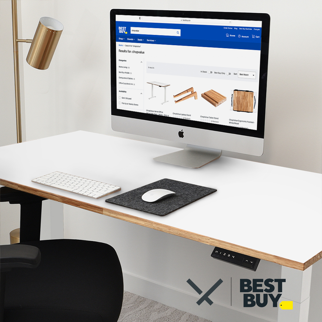 ChopValue's tweet photo. We're excited to announce our home office products are now available @BestBuyCanada. Amazing to see consumer electronics giant like @BestBuy prioritizing sustainable, made in Canada products.  Check out the collection here: https://t.co/DuJhBhH1Tn 
#circulareconomy #madeincanada https://t.co/EkjjdGqccA
