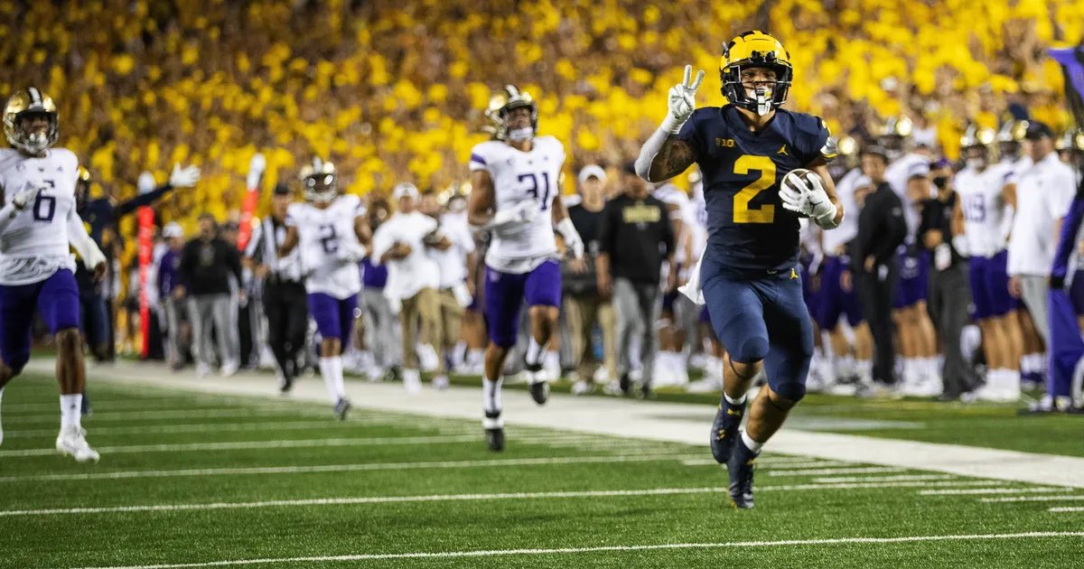 sbell021's tweet photo. Blake Corum is BACK for one last college football season. He had a Heisman Trophy taken away from him because of an injury late in the season — an injury that also prevented him from seeing through Michigan’s quest to run the table and win it all. Both goals are possible in 2023. https://t.co/6Vaq0Kf3QD