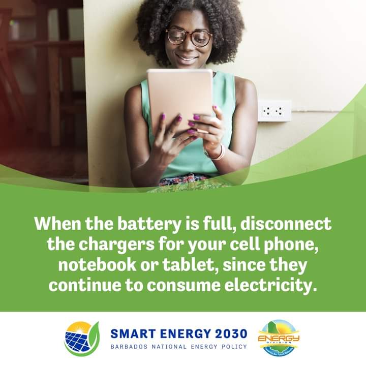 Be an Energy Champion in 2023. Disconnect devices when they are fully charged. #SmartEnergy2030 #BarbadosEnergyChampion #BarbadosEnergyPolicy