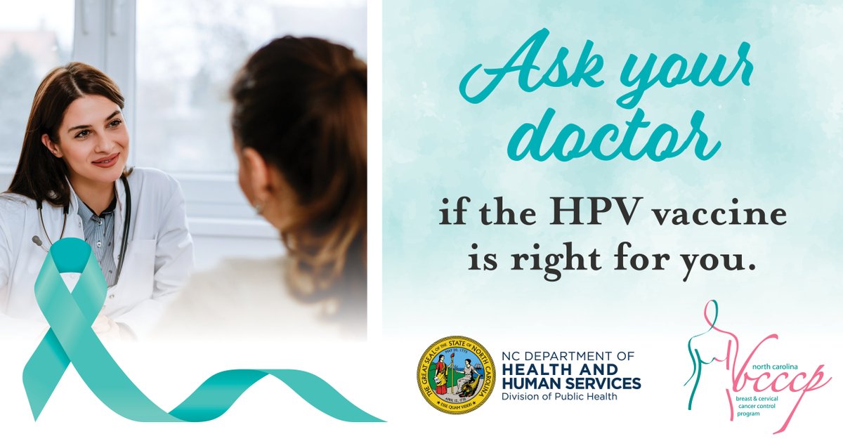 ncdhhs's tweet image. Almost all #CervicalCancer is caused by HPV. Talk to your doctor to see if the #HPVvax is right for you: bit.ly/2PY9LRu